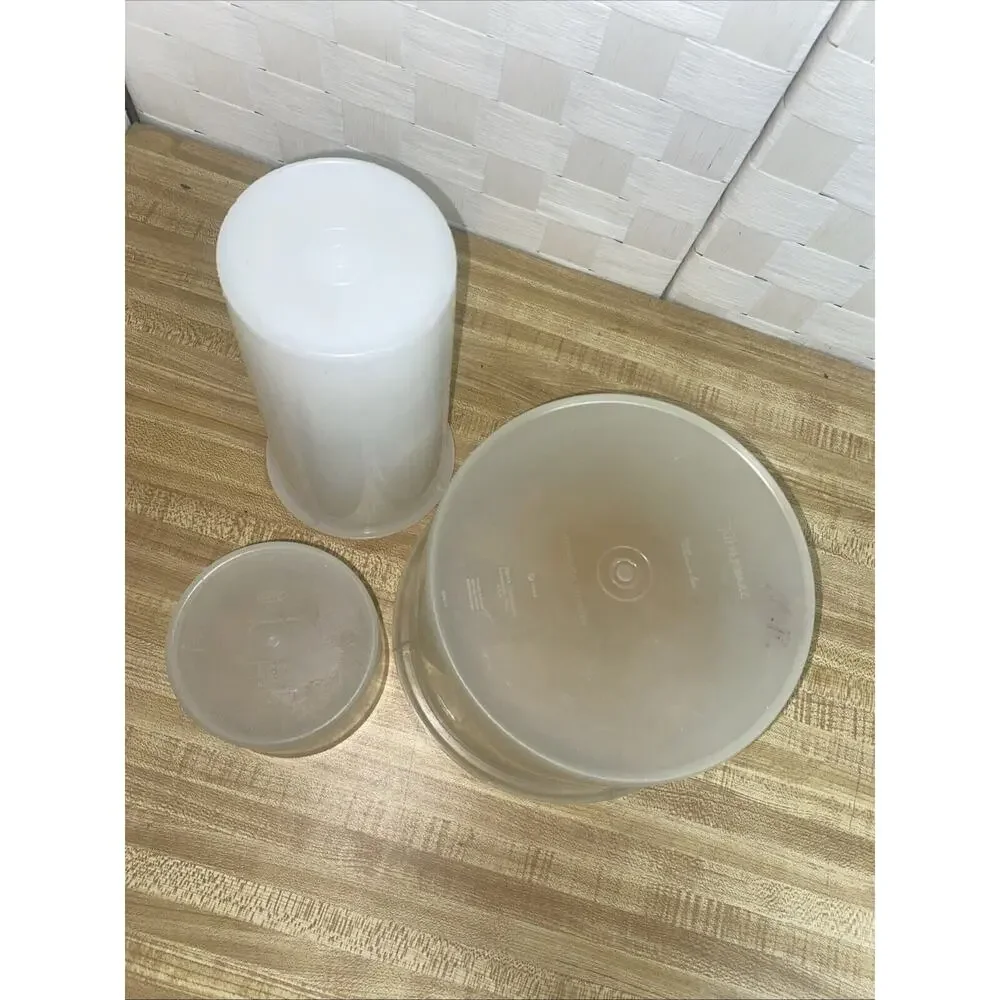 Set (3) Vintage Tupperware Clear Canisters Storage Container No lids Clear